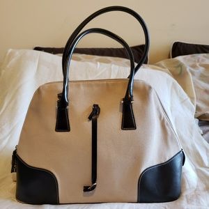 Vintage Details Canvas Lock&Key Satchel Handbag